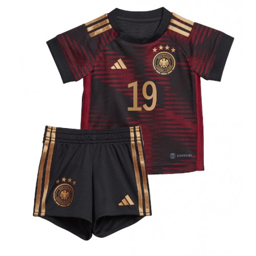 Tyskland Leroy Sane #19 Bortaställ Barn VM 2022 Kortärmad (+ Korta byxor)
